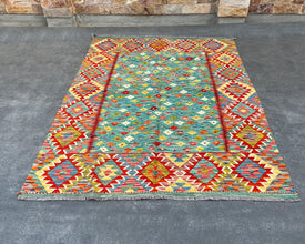 Afghan Maimana Wool Kilim - 7x5 ft