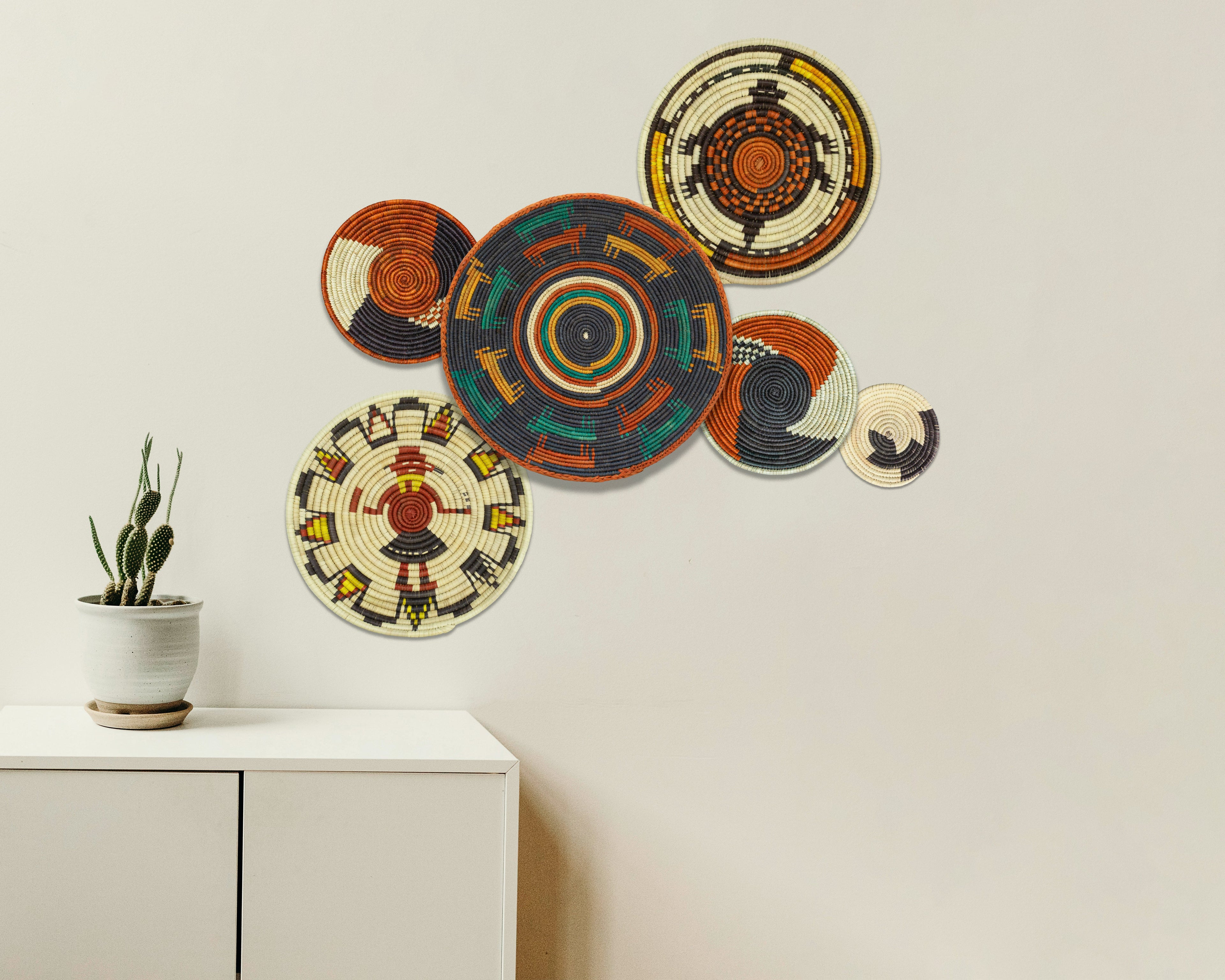 Set of 6 Handwoven wall baskets SET-390-6 N