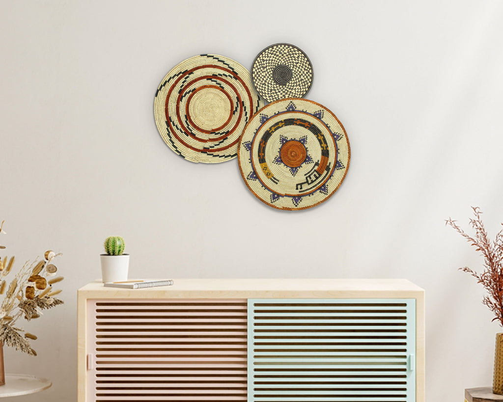 Set of 3 Handwoven wall baskets SET-209-3 N