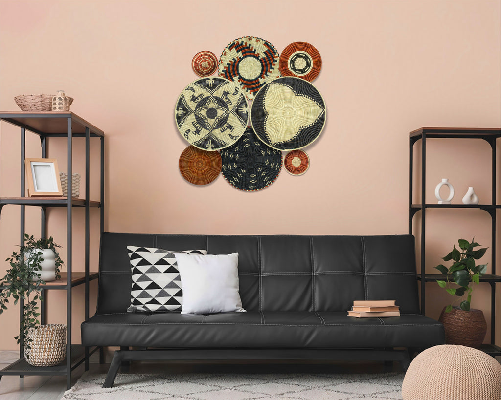 Set of 8 Handwoven wall baskets SET-249-8 N