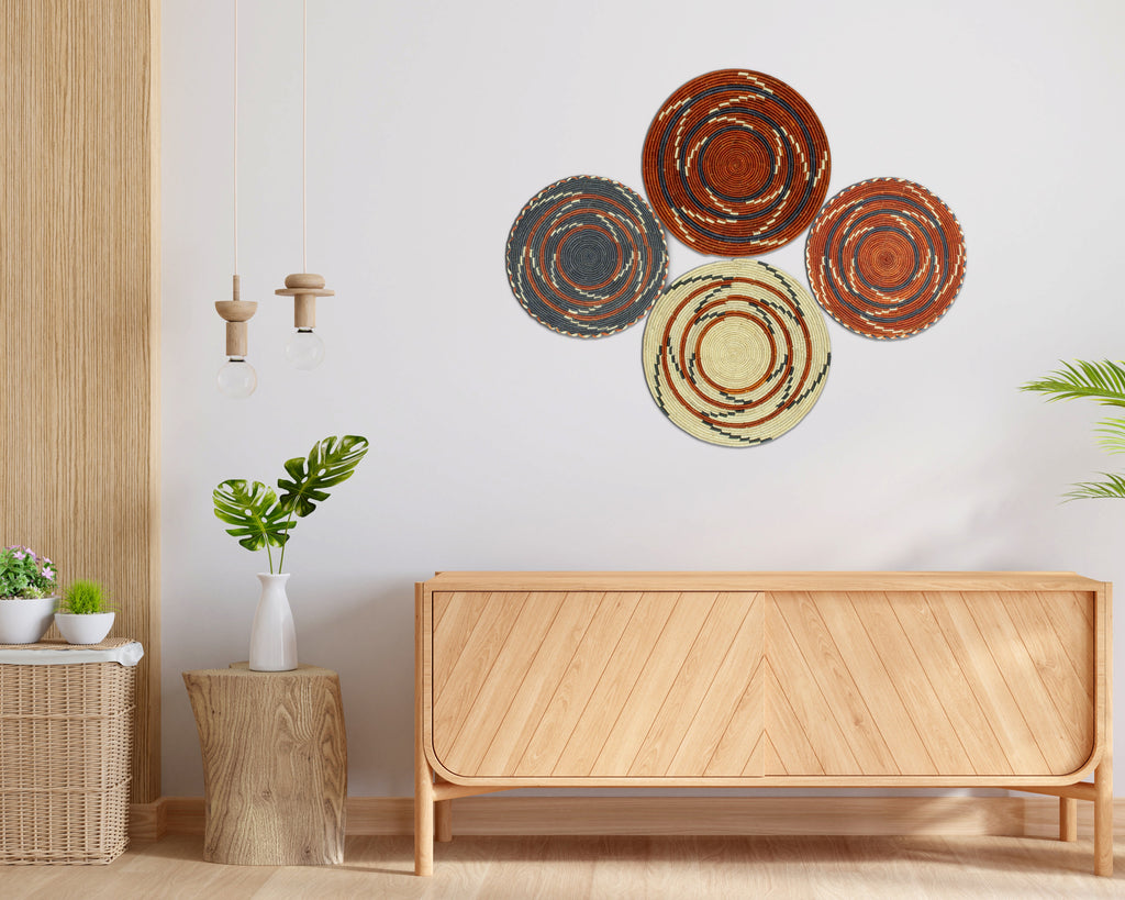 Set of 4 Handwoven wall baskets SET-228-4 N