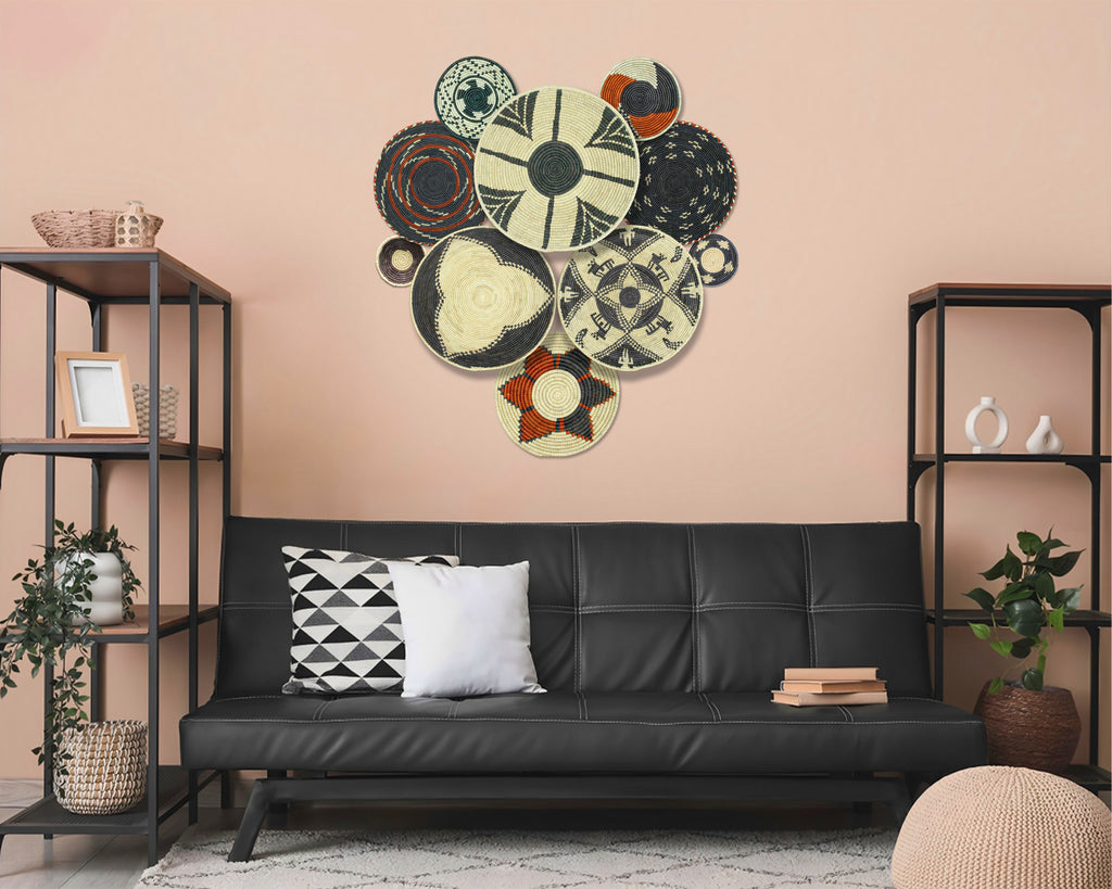 Set of 10 Handwoven wall baskets SET-401-10 N