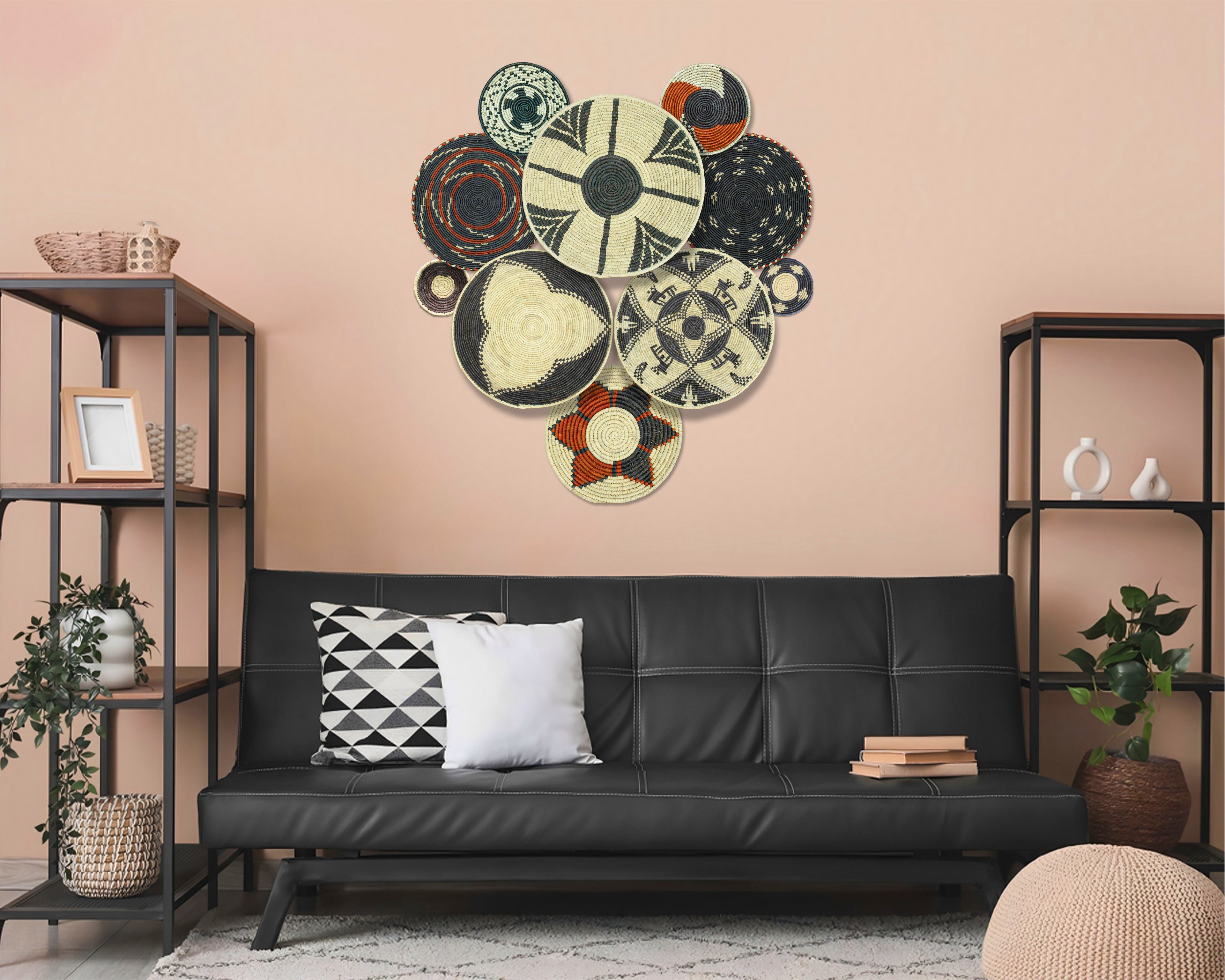 Set of 10 Handwoven wall baskets SET-401-10 N