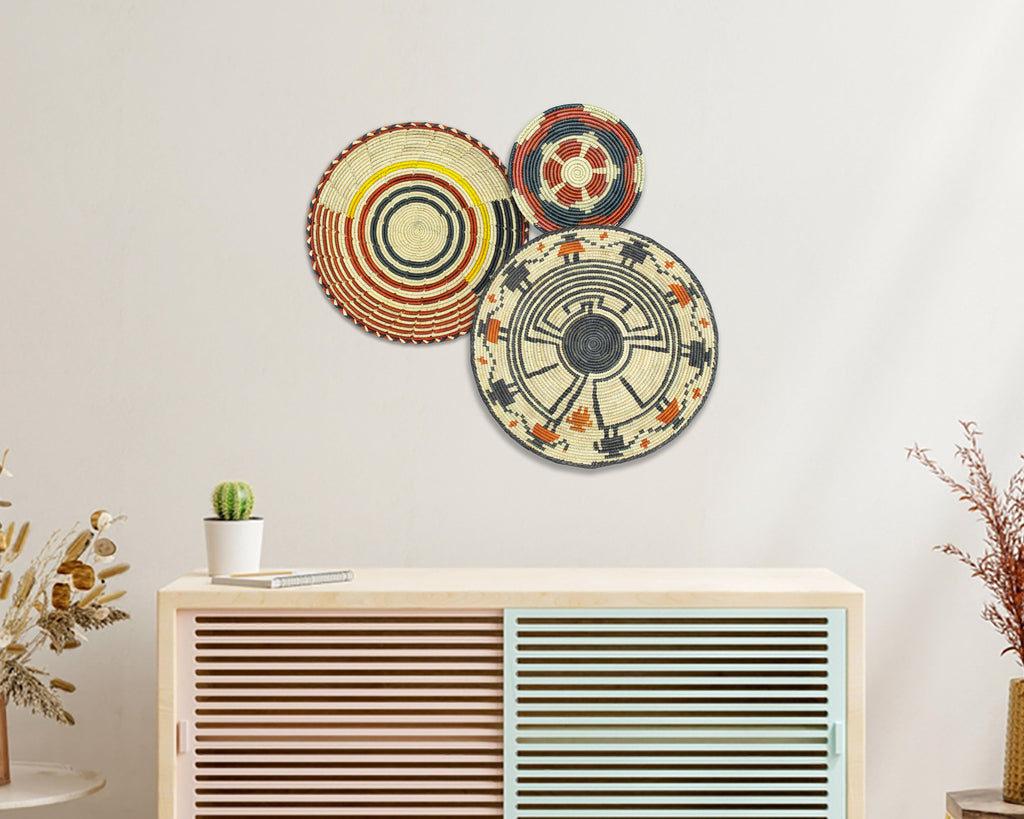 Set of 3 Handwoven wall baskets SET-211-3 N