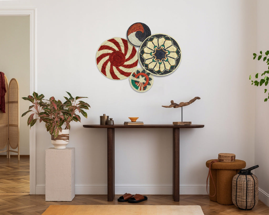 Set of 4 Handwoven wall baskets SET-230-4 N