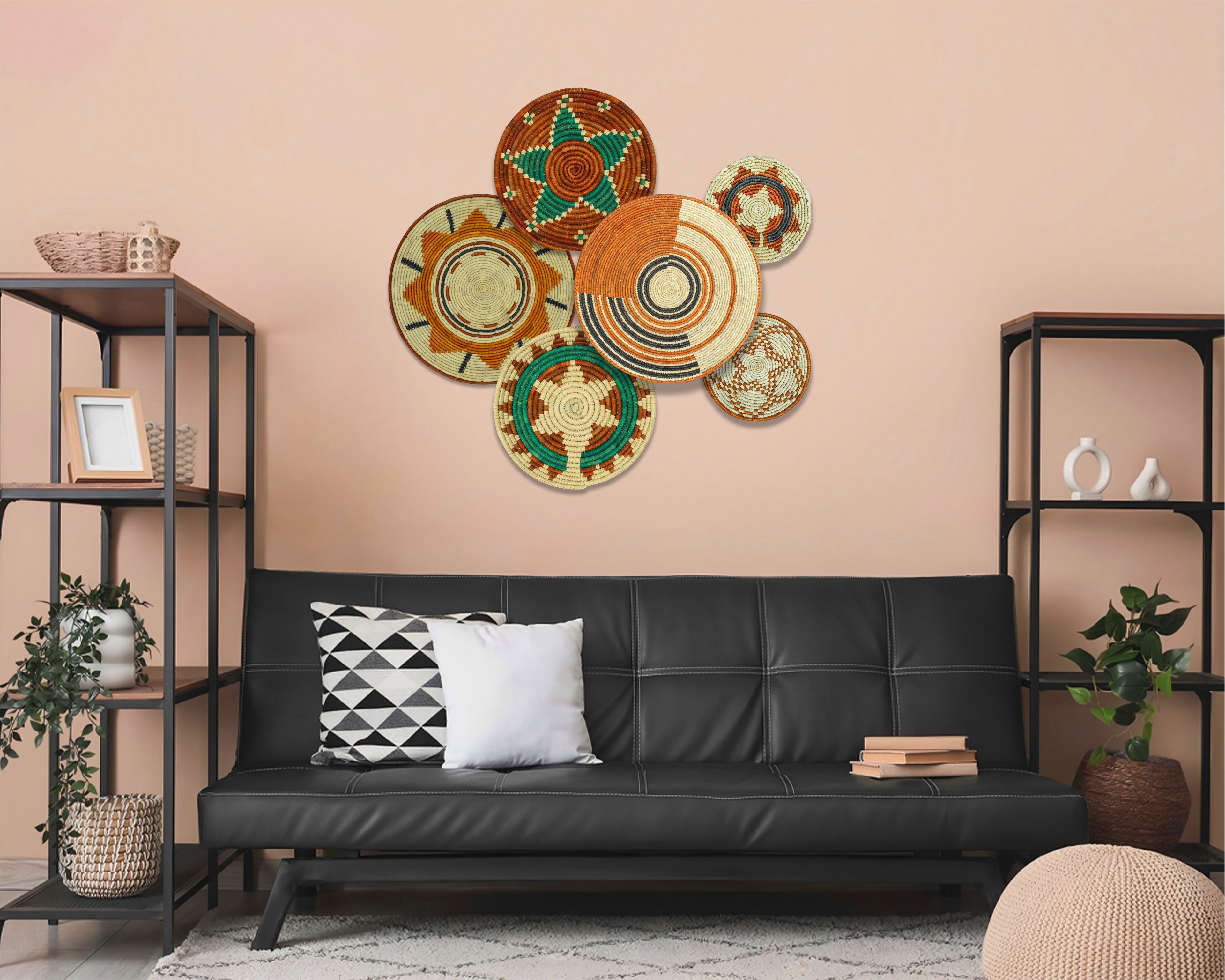 Set of 6 Handwoven wall baskets SET-277-6 N