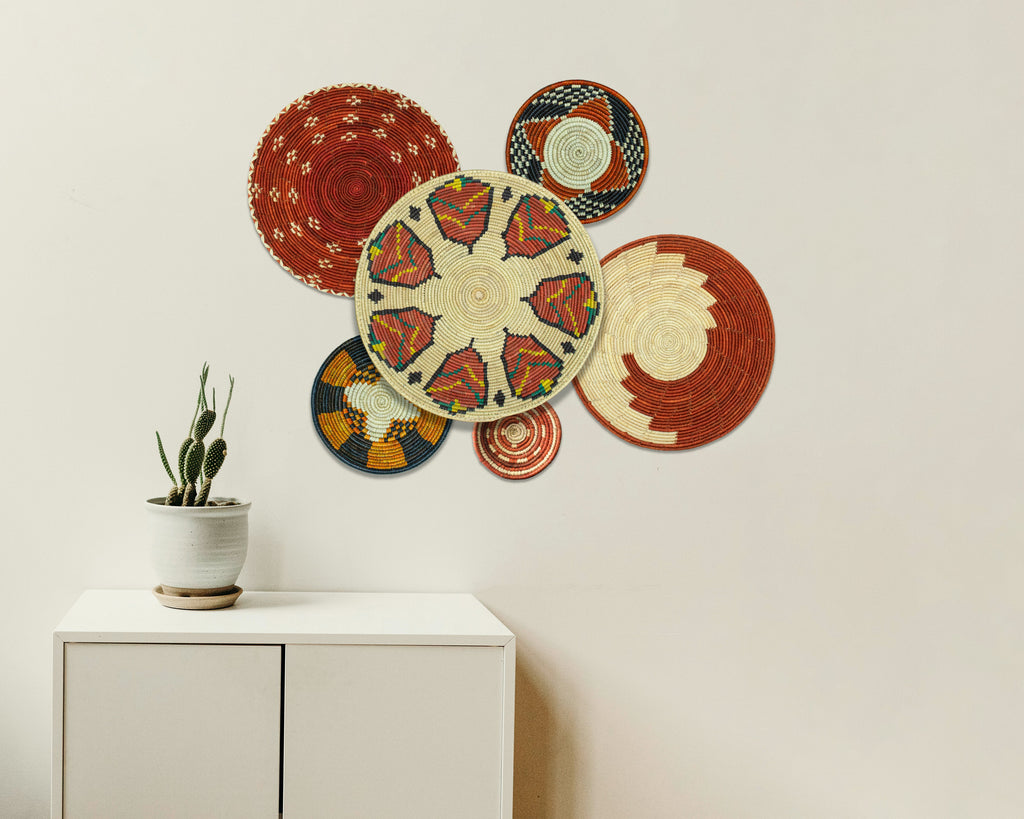 Set of 6 Handwoven wall baskets SET-388-6 N