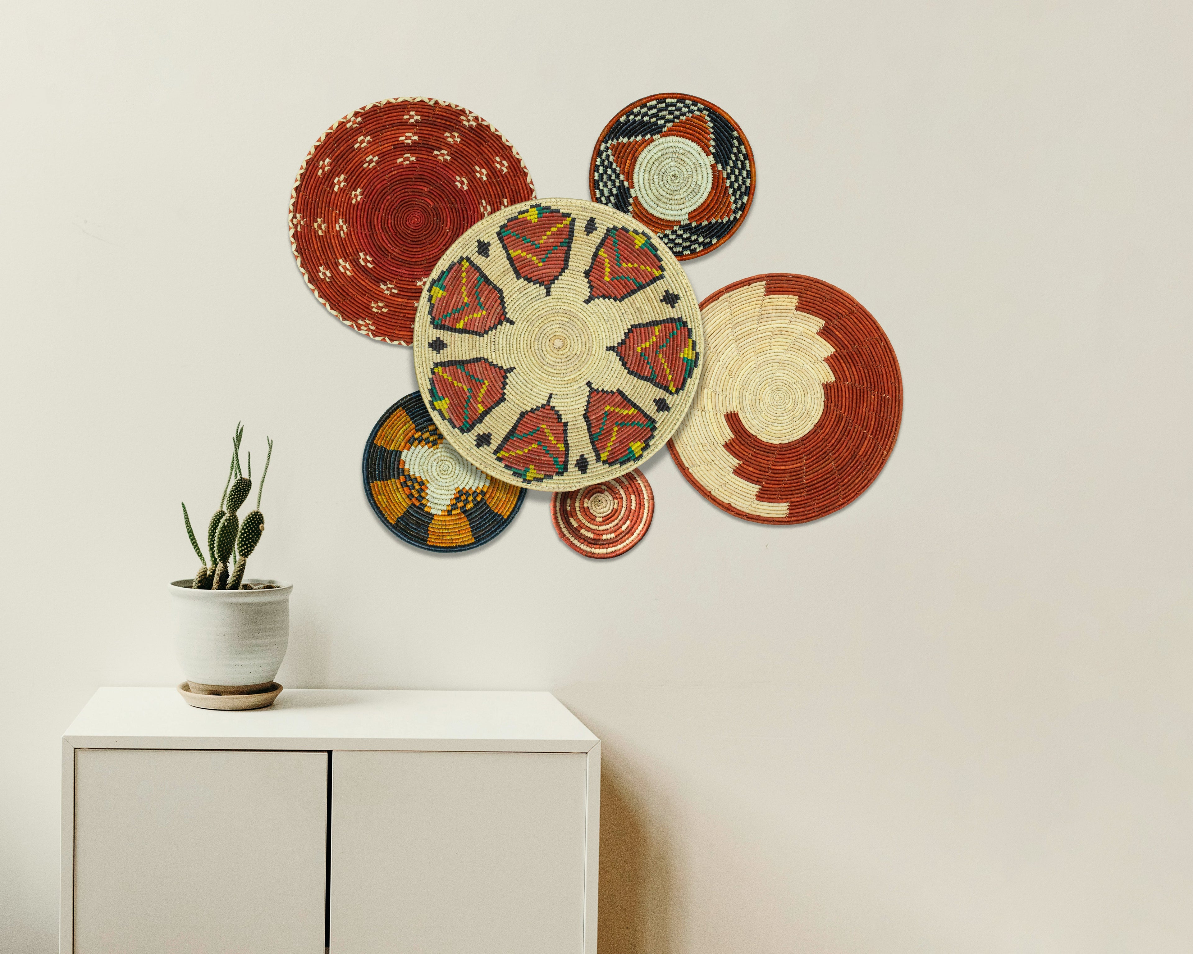 Set of 6 Handwoven wall baskets SET-388-6 N