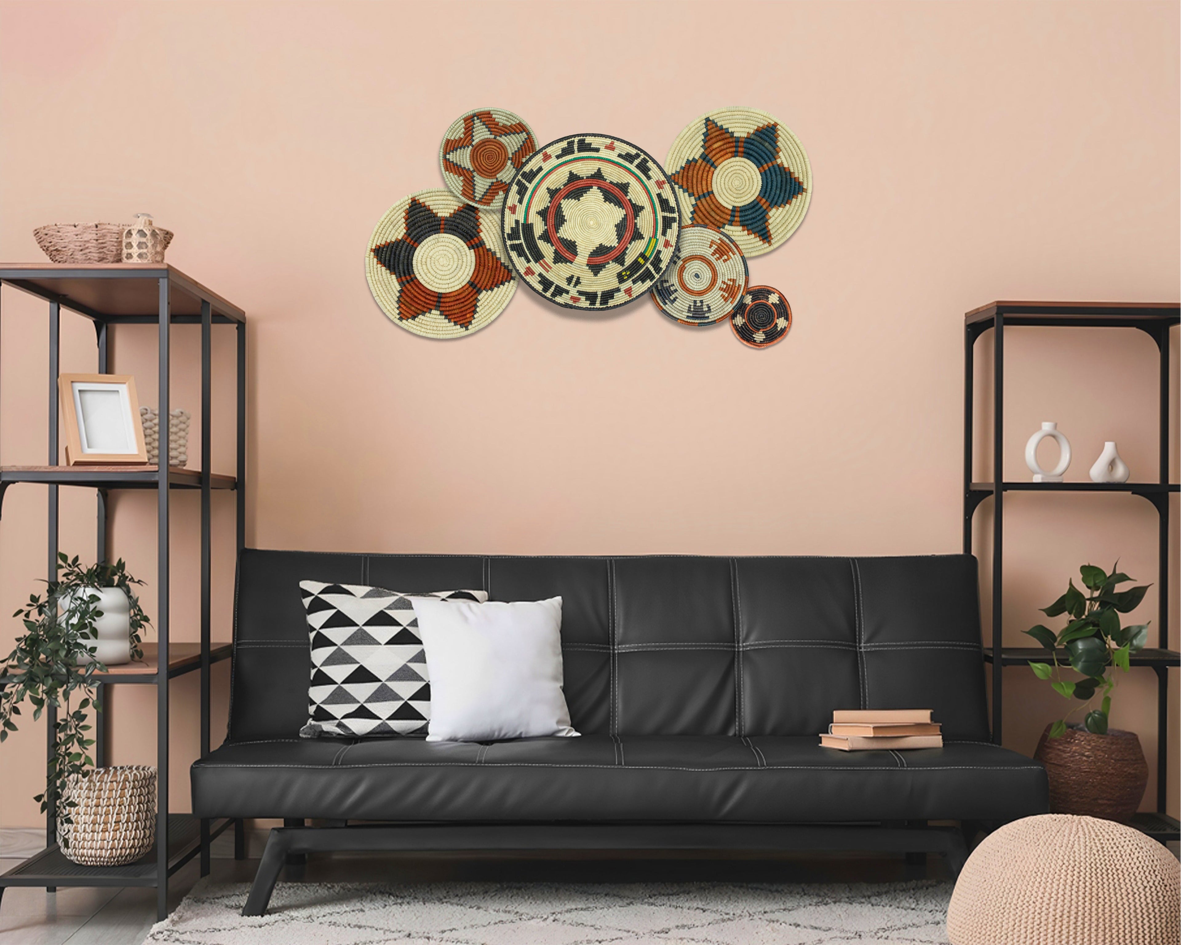 Set of 6 Handwoven wall baskets SET-394-6 N