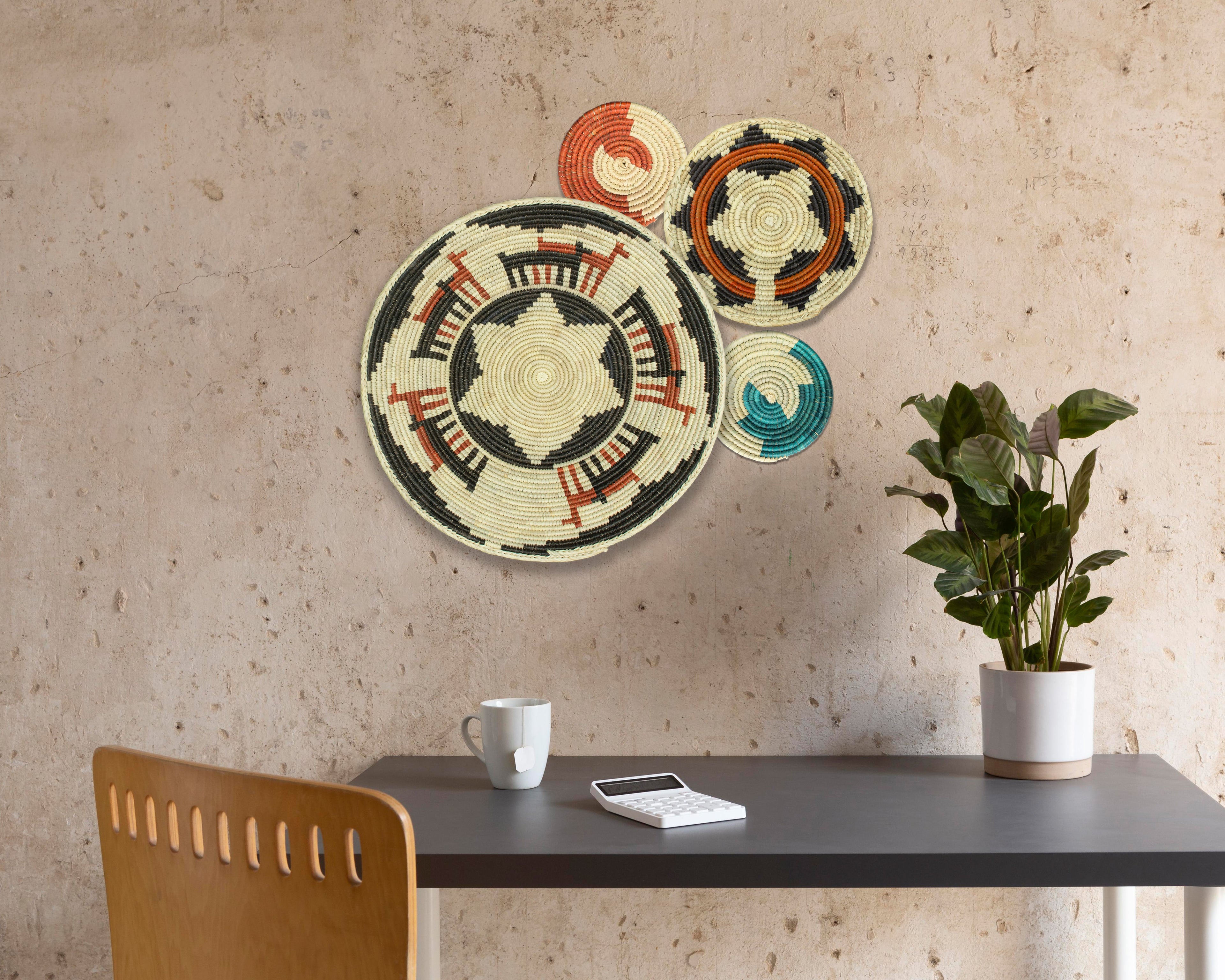 Set of 4 Handwoven wall baskets SET-234-4 N