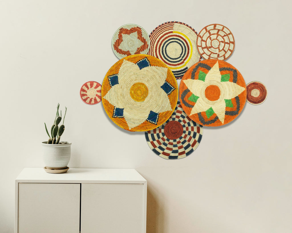 Set of 8 Handwoven wall baskets SET-359-8 N