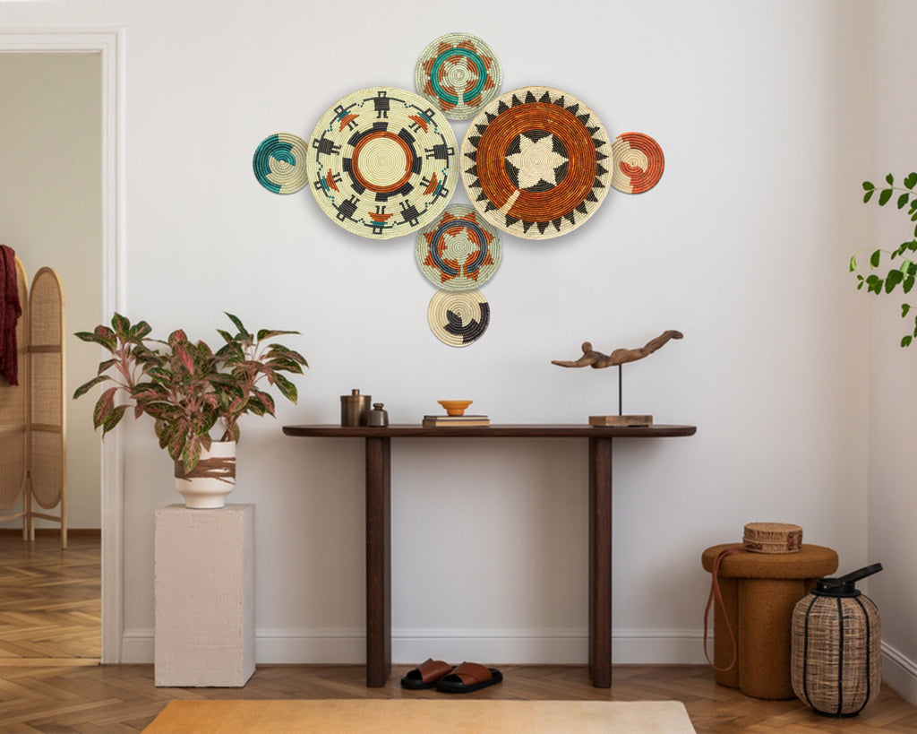 Set of 7 Handwoven wall baskets Set 301-7-N