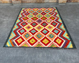 Afghan Maimana Wool Kilim - 7x5 ft