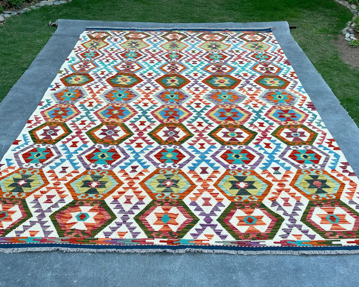 Afghan Chobi Wool Kilim - 10x7 ft KL-187-70