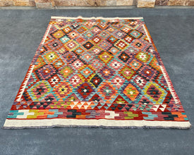 Afghan Maimana Wool Kilim - 7x5 ft