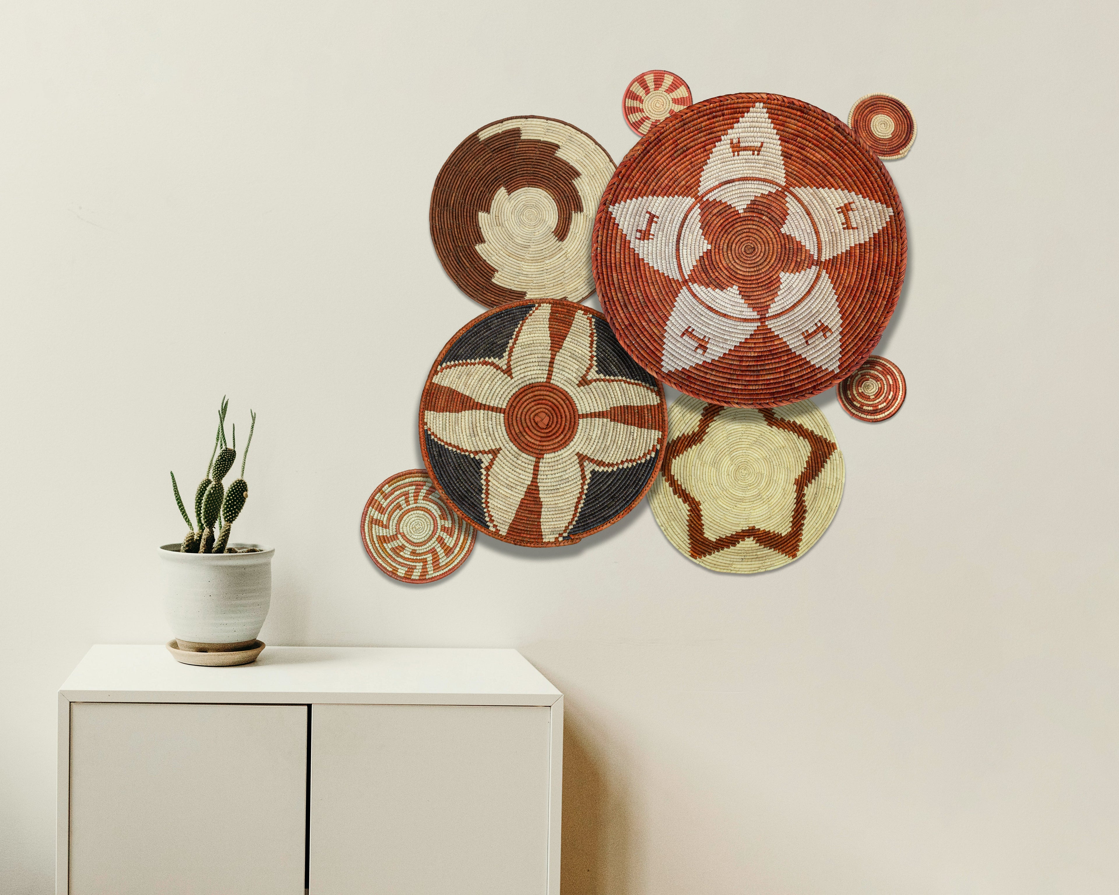 Set of 8 Handwoven wall baskets SET-332-8 N