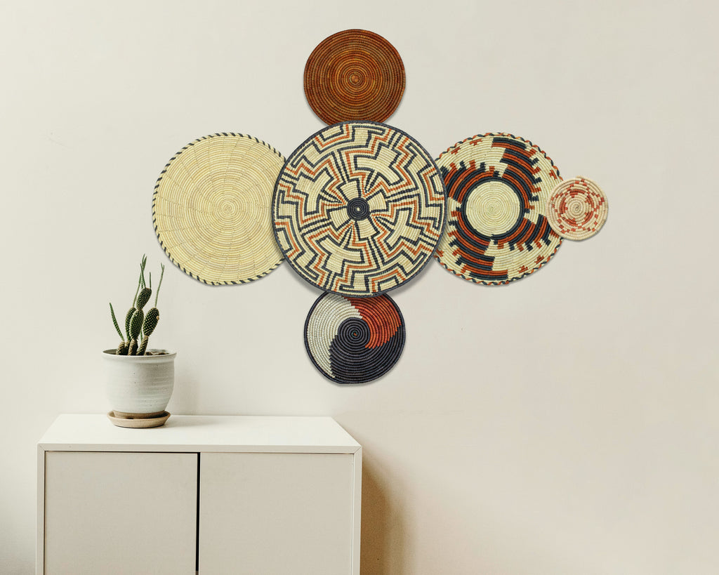 Set of 6 Handwoven wall baskets SET-373-6 N