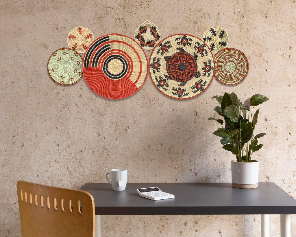 Set of 7 Handwoven wall baskets Set 303-7-N