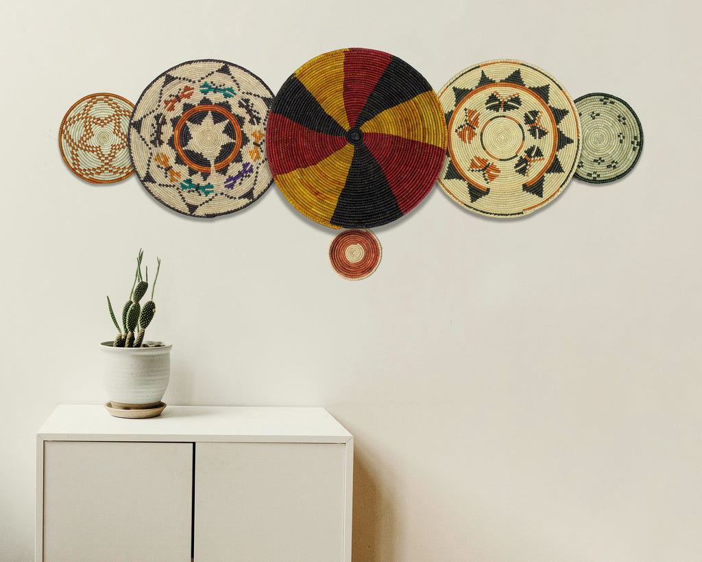 Set of 6 Handwoven wall baskets SET-298-6 N