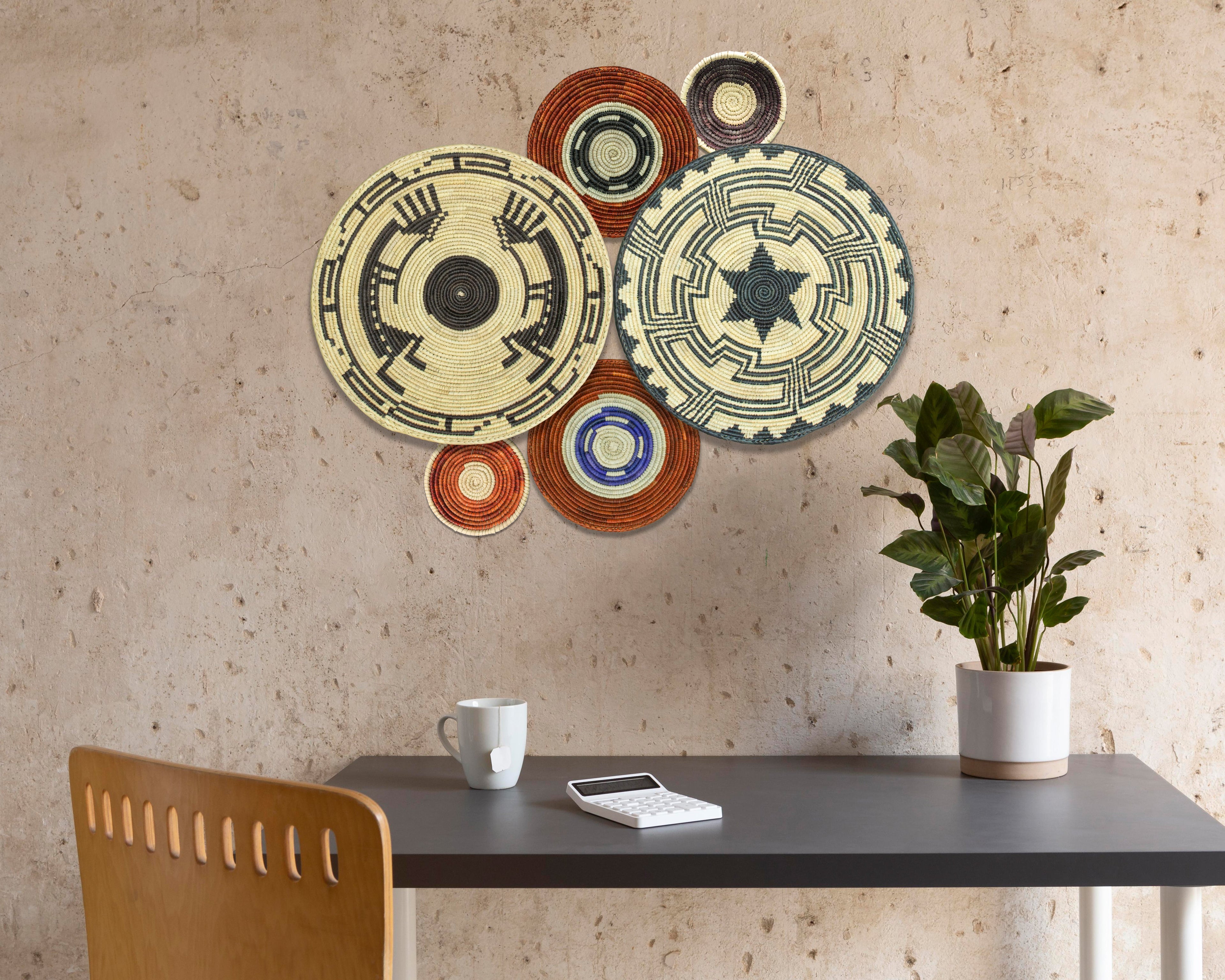 Set of 6 Handwoven wall baskets SET-284-6 N