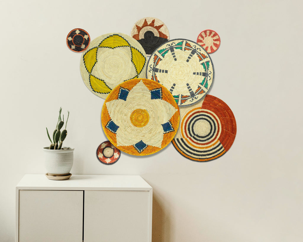 Set of 8 Handwoven wall baskets SET-334-8 N