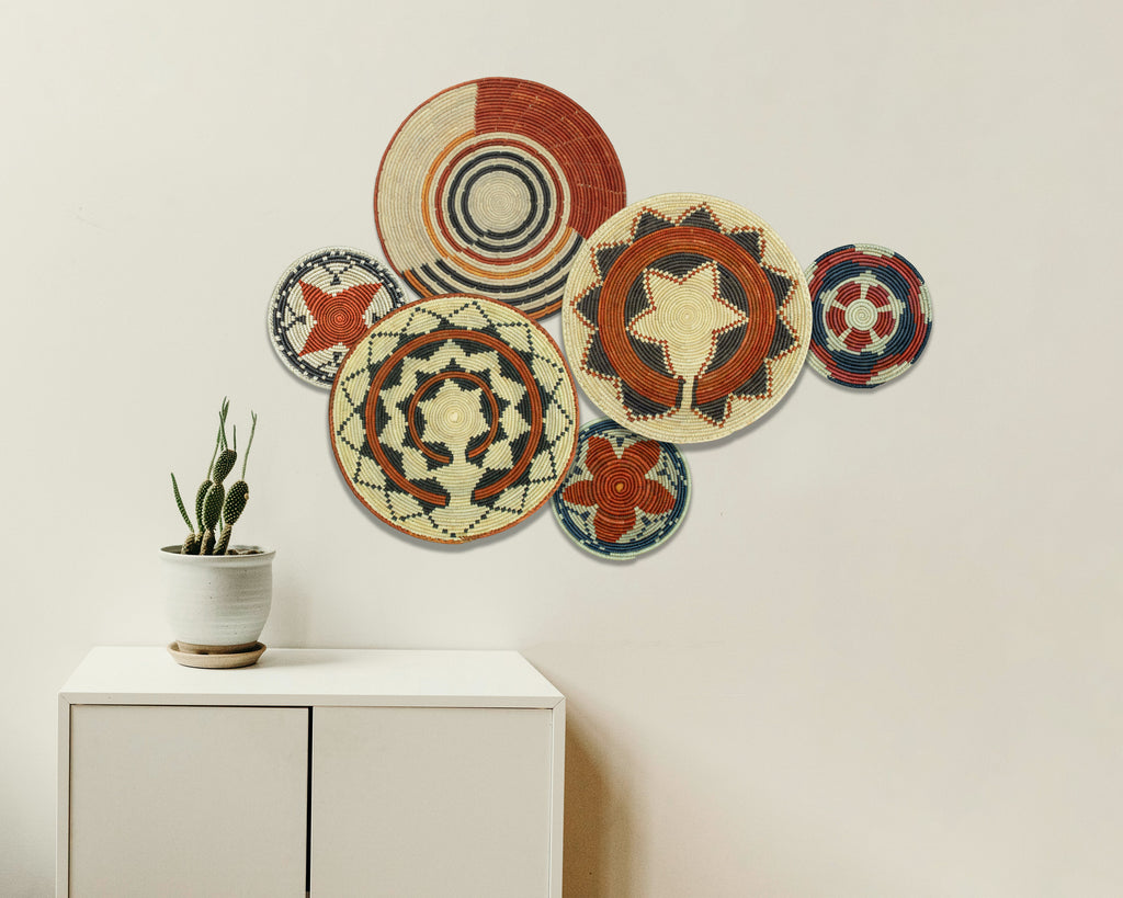 Set of 6 Handwoven wall baskets SET-292-6 N