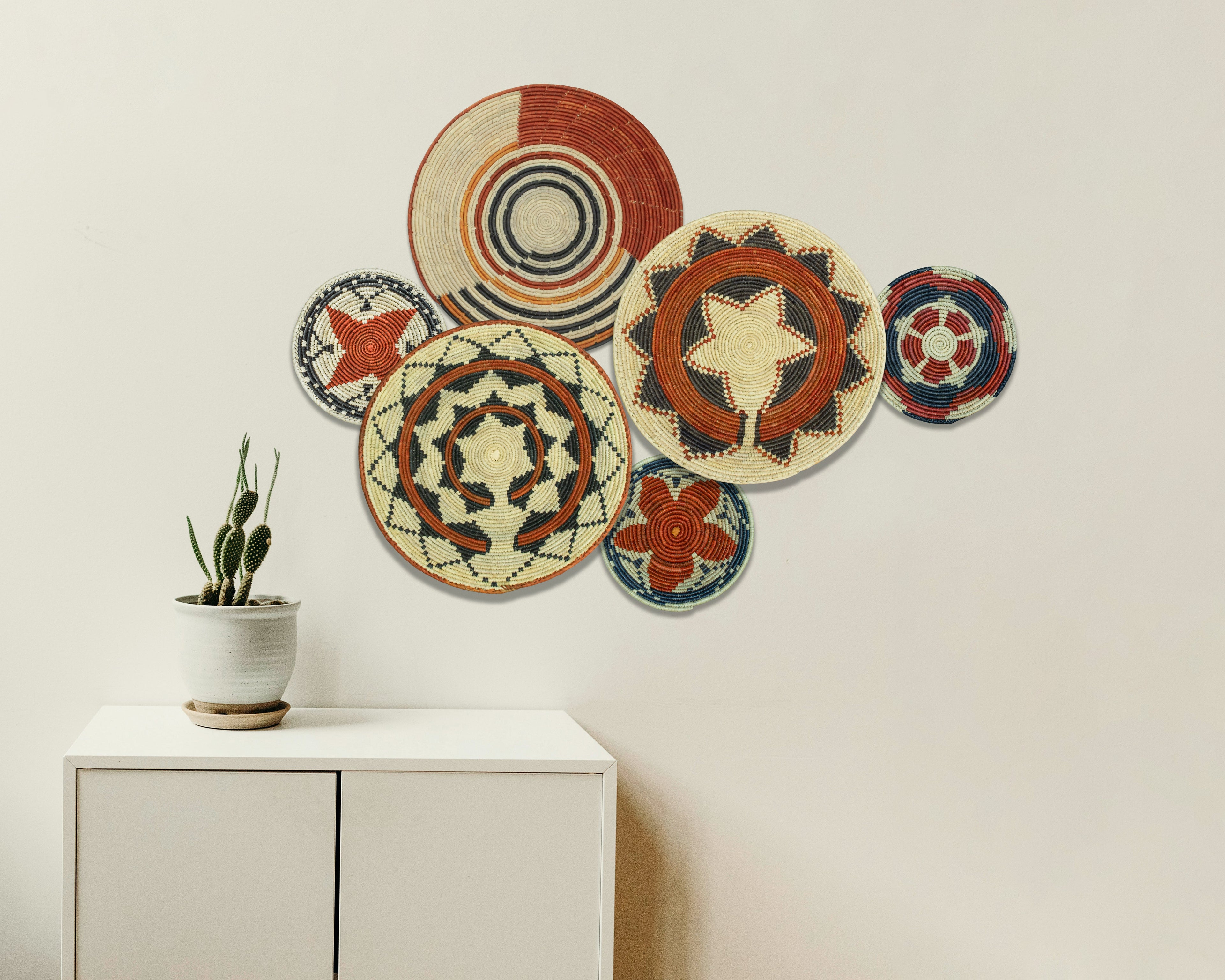 Set of 6 Handwoven wall baskets SET-292-6 N