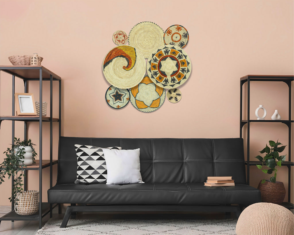 Set of 8 Handwoven wall baskets SET-250-8 N