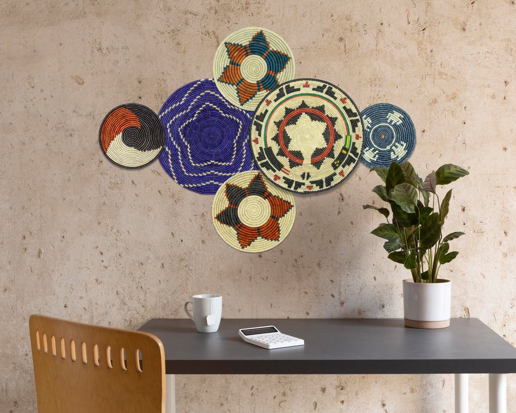 Set of 6 Handwoven wall baskets SET-282-6 N