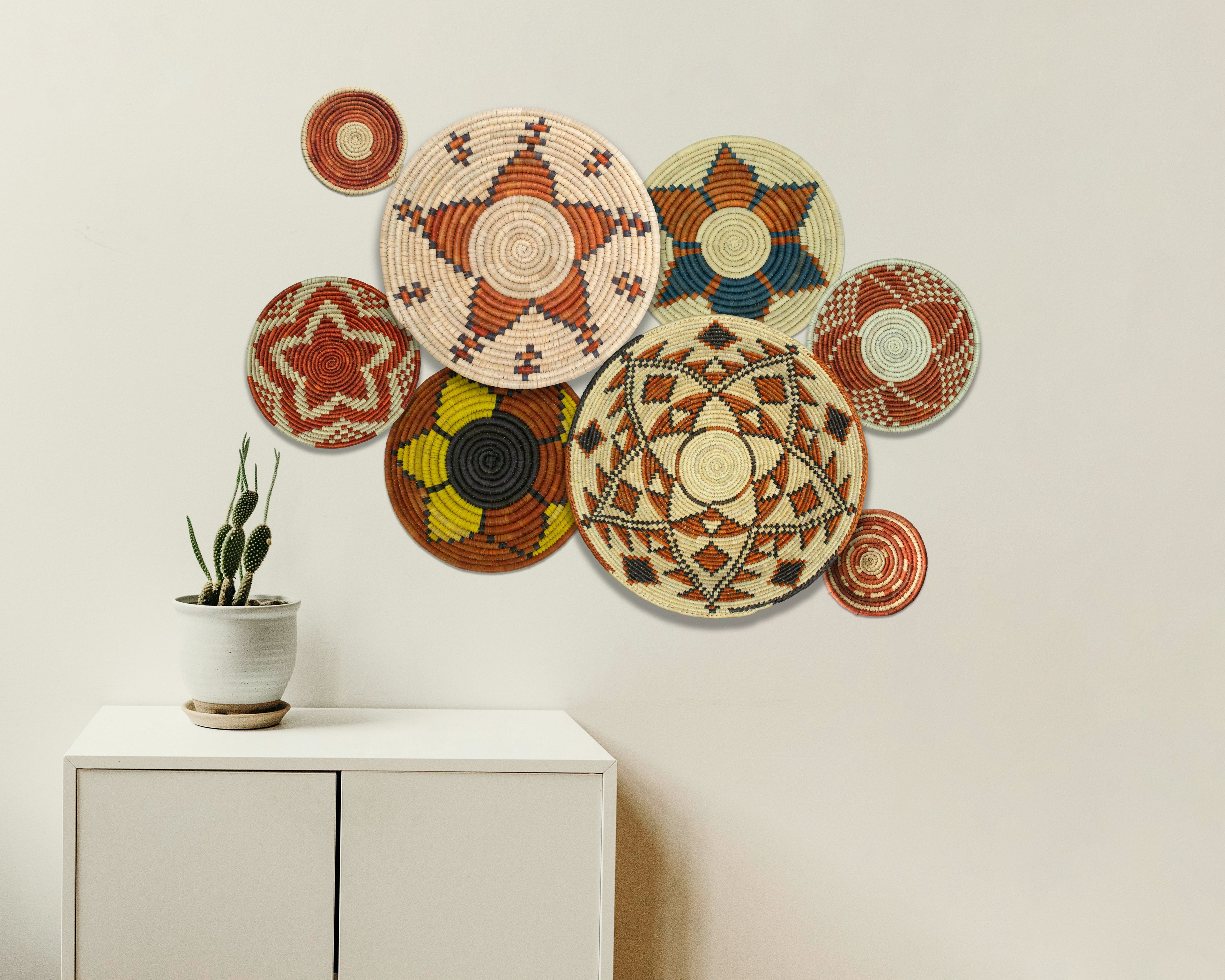 Set of 8 Handwoven wall baskets SET-339-8 N