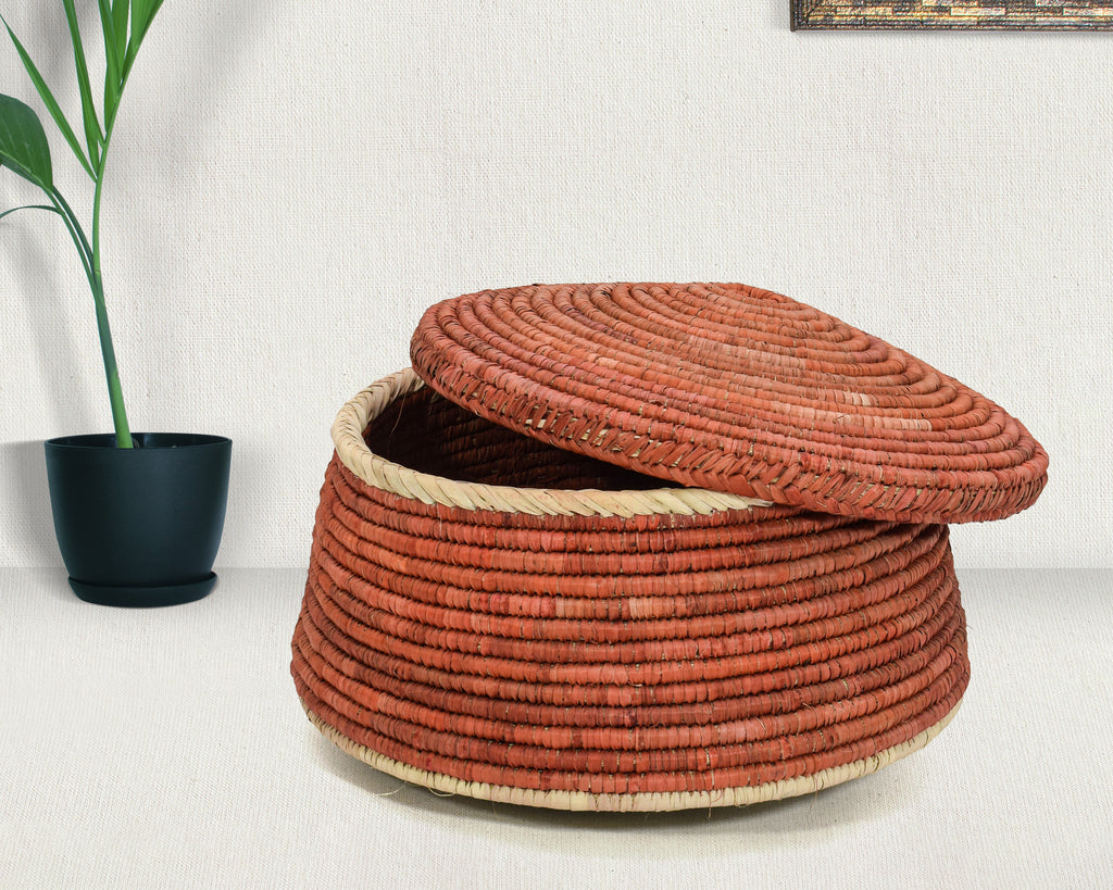 Rust Plain Lidded Basket