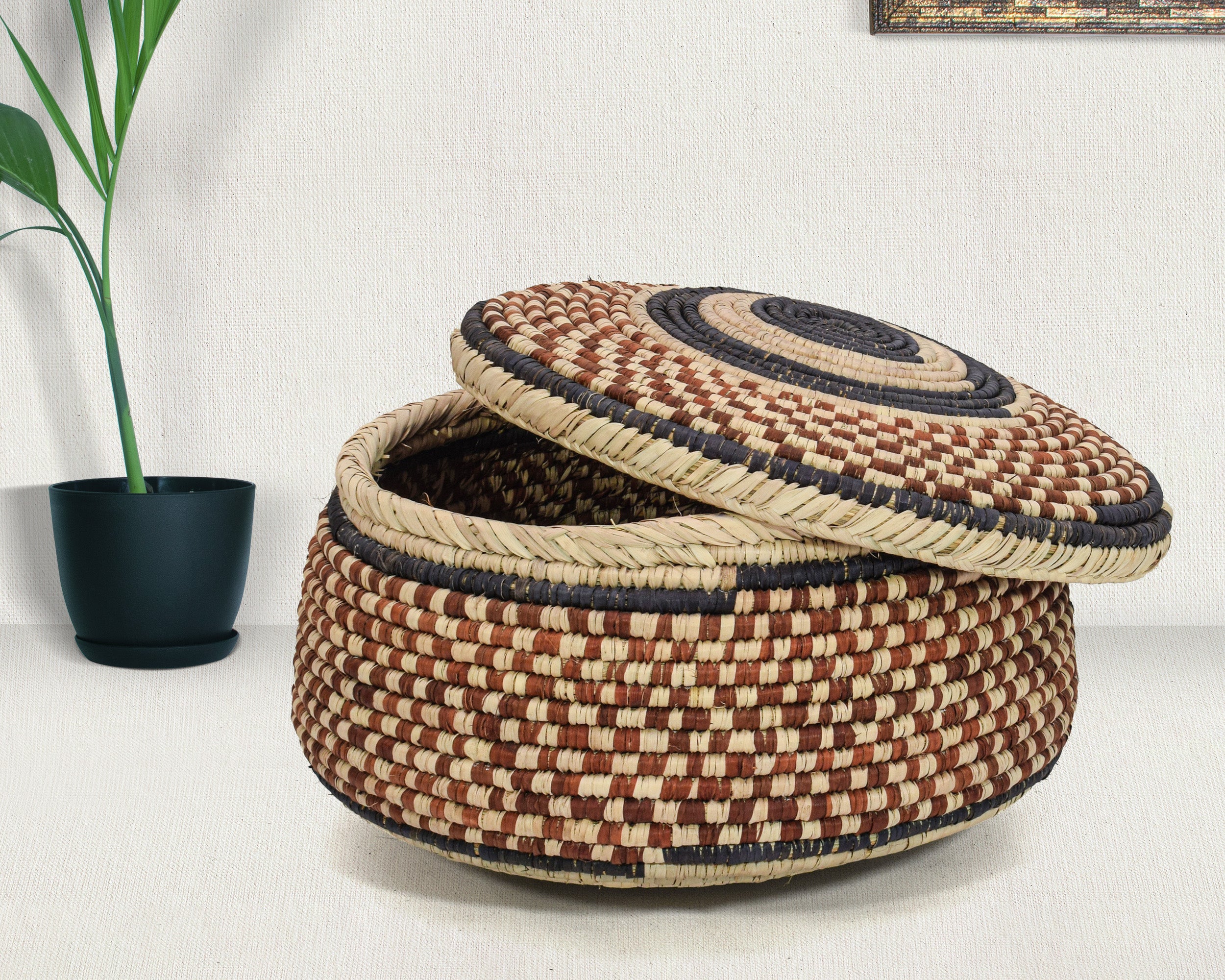 Brown Checkered Lid Basket PR-628-12