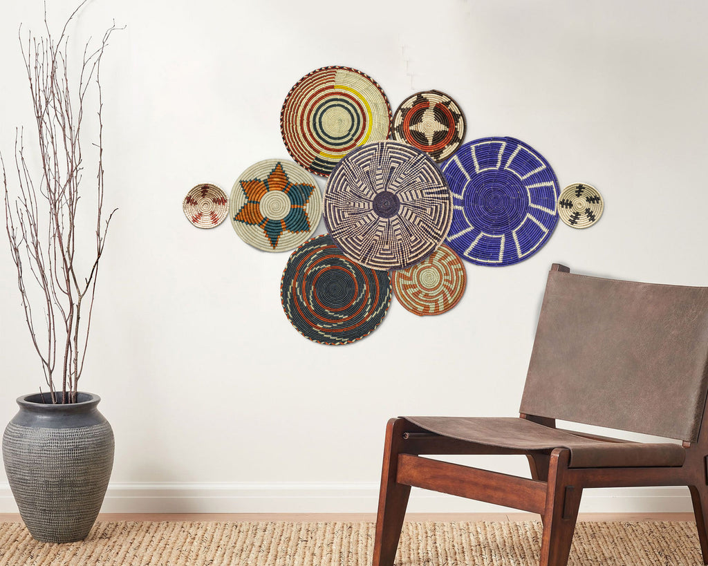 Set of 9 Handwoven wall baskets SET-19-9 N