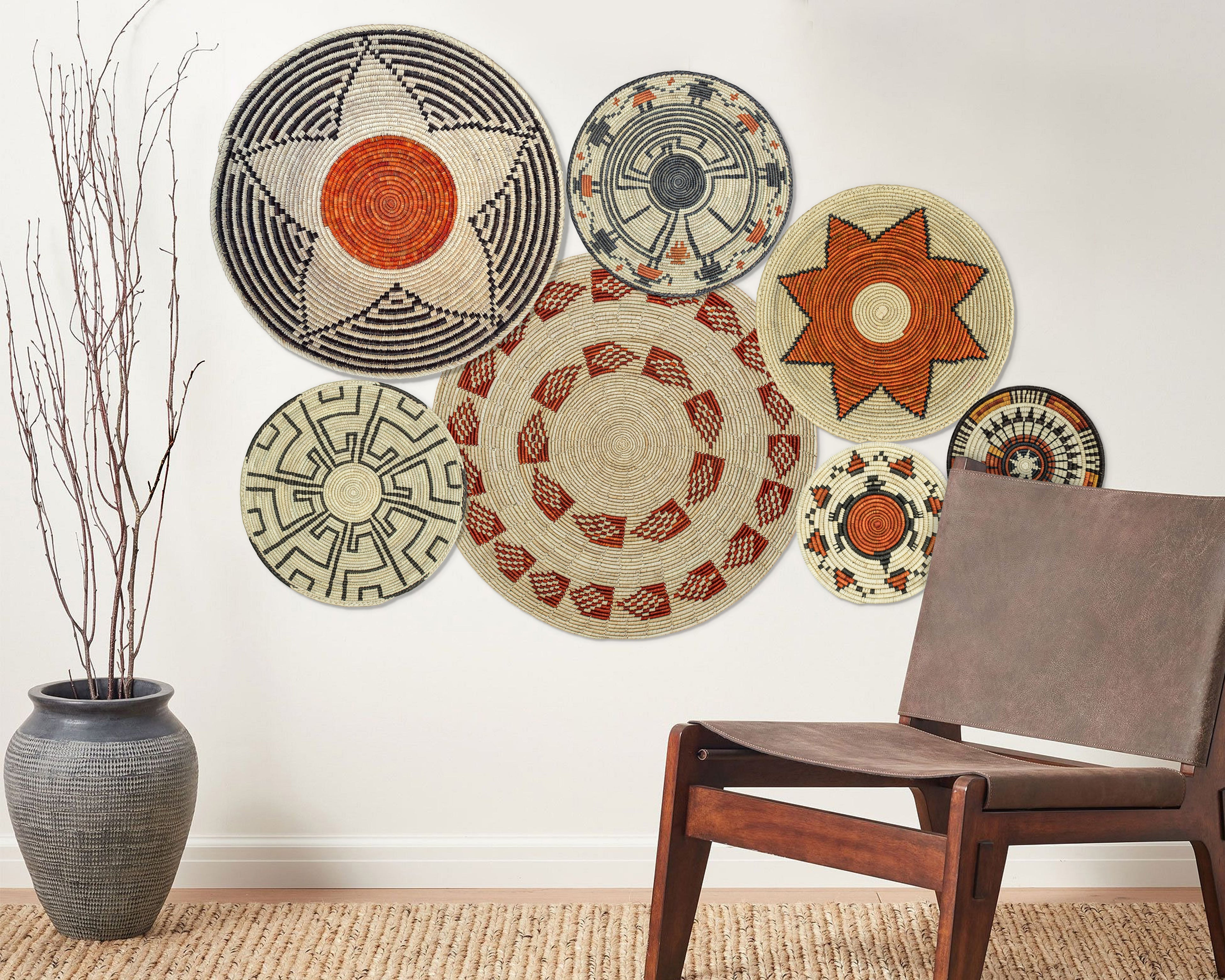 Set of 7 Handwoven wall baskets Set 37-7-N