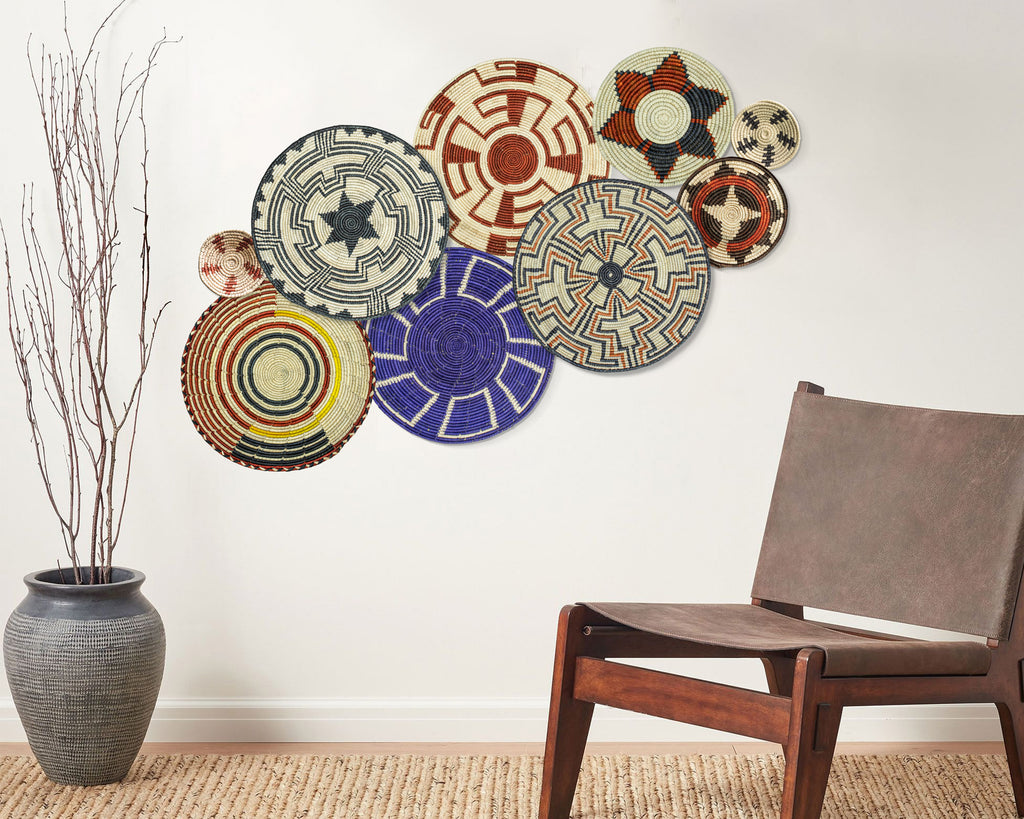 Set of 9 Handwoven wall baskets SET-2-9 N