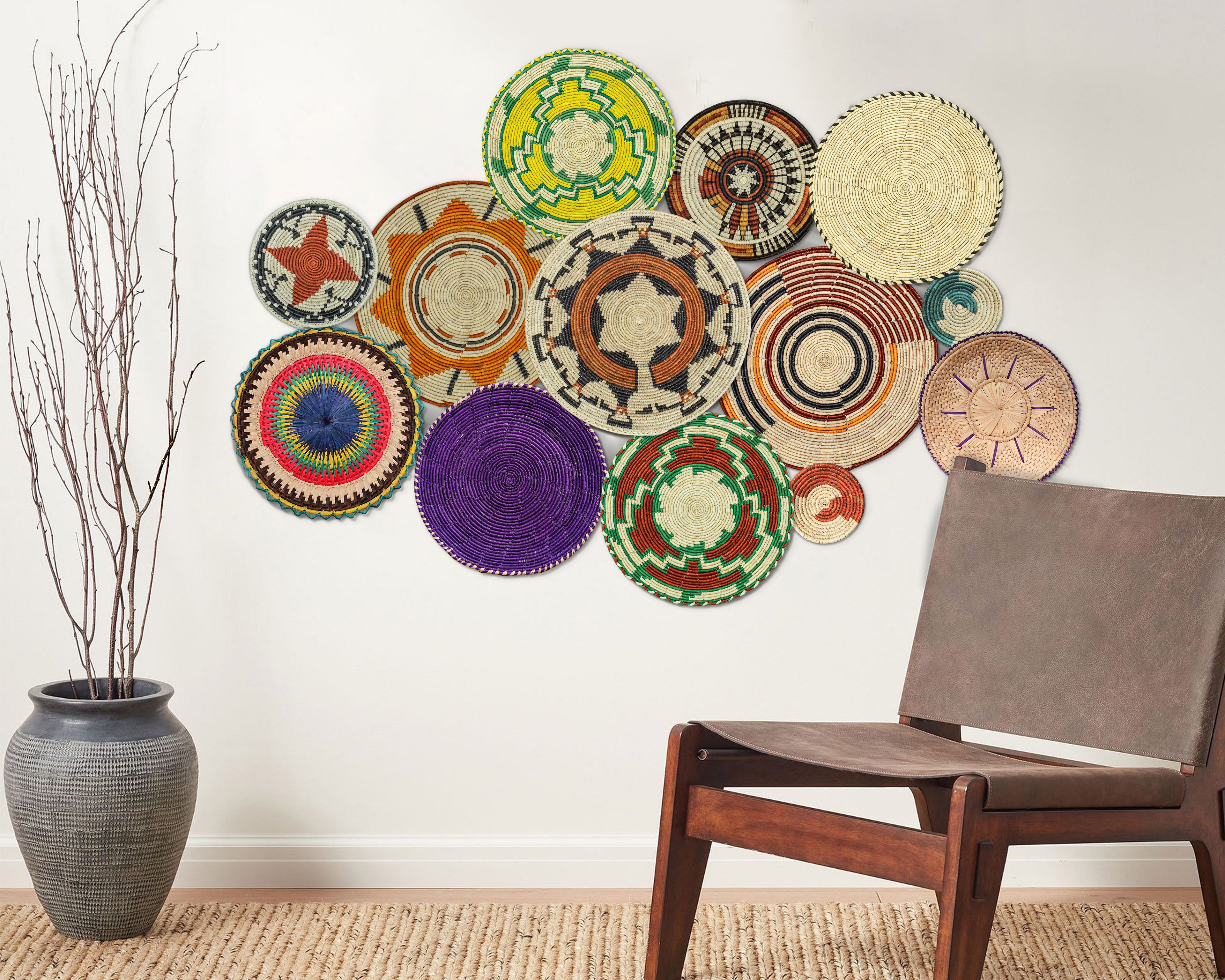 Set of 13 Handwoven wall baskets SET-154-13 N