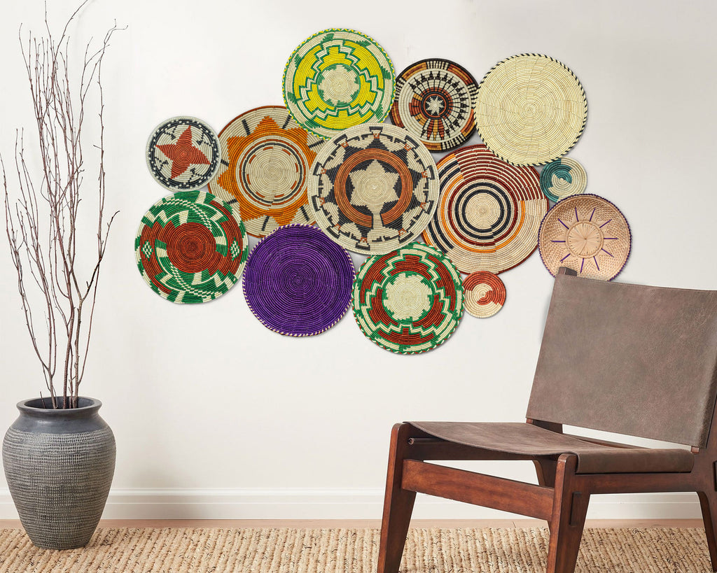 Set of 13 Handwoven wall baskets SET-154-13 N