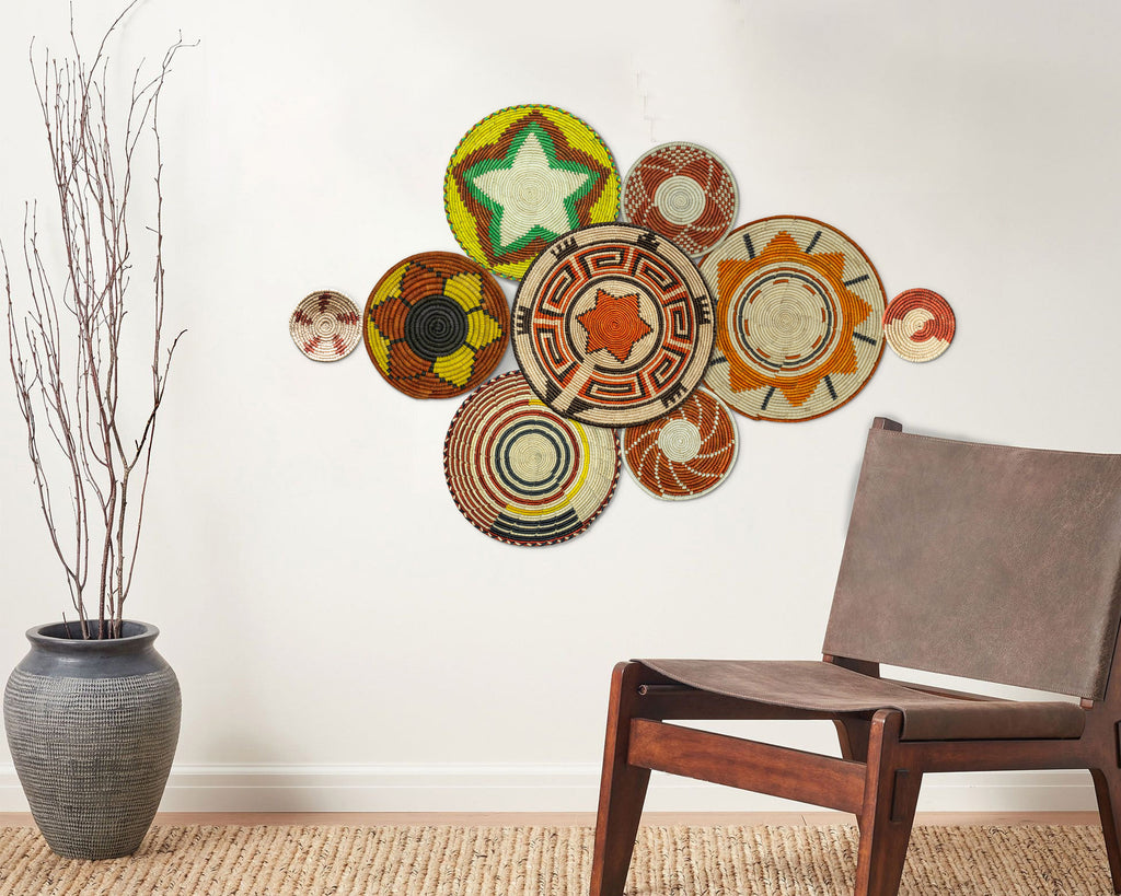 Set of 9 Handwoven wall baskets SET-18-9 N