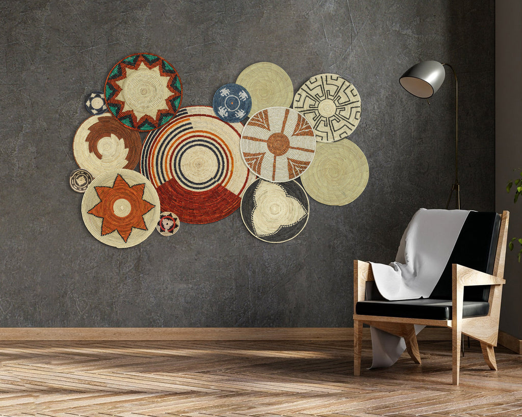 Set of 13 Handwoven wall baskets SET-157-13 N