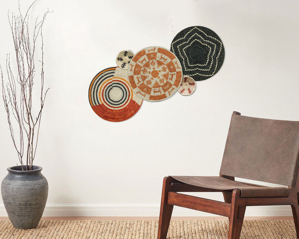 Set of 5 Handwoven wall baskets SET-63-5 N