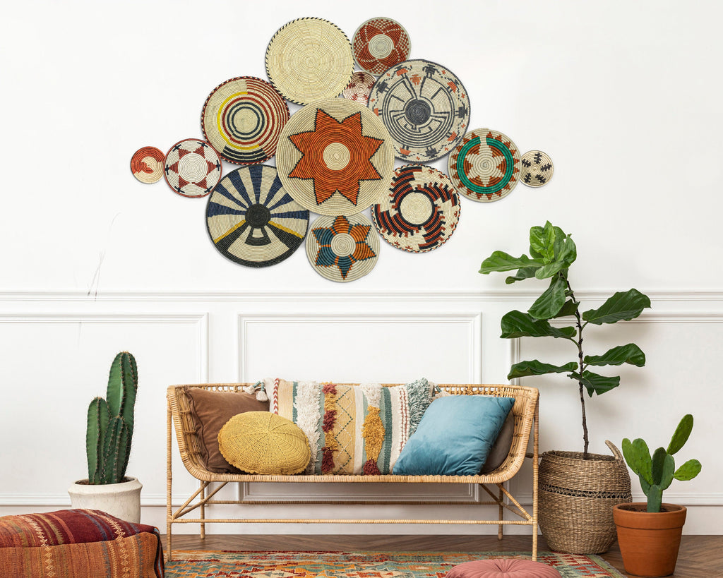 Set of 13 Handwoven wall baskets SET-159-13 N