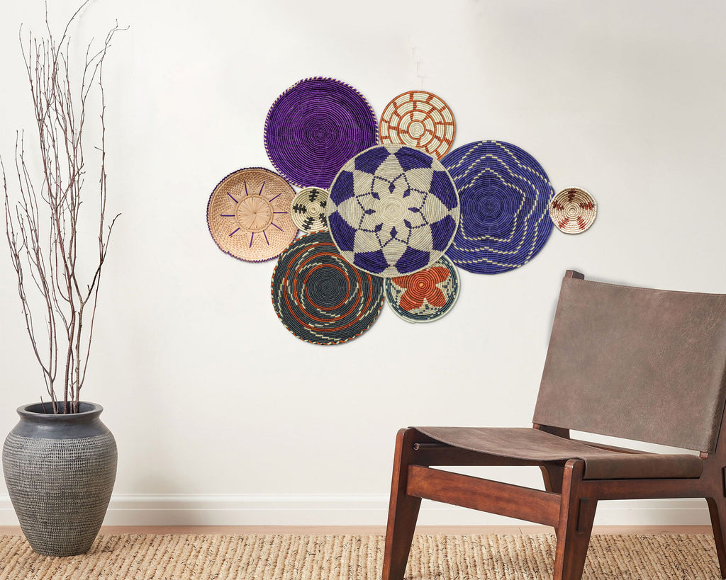 Set of 9 Handwoven wall baskets SET-15-9 N