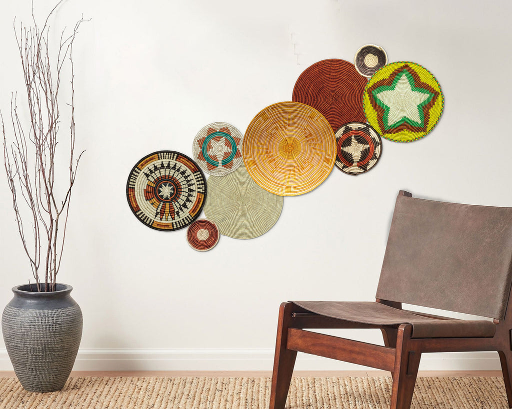 Set of 9 Handwoven wall baskets SET-20-9 N