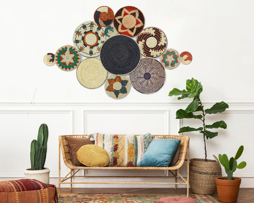 Set of 13 Handwoven wall baskets SET-158-13 N