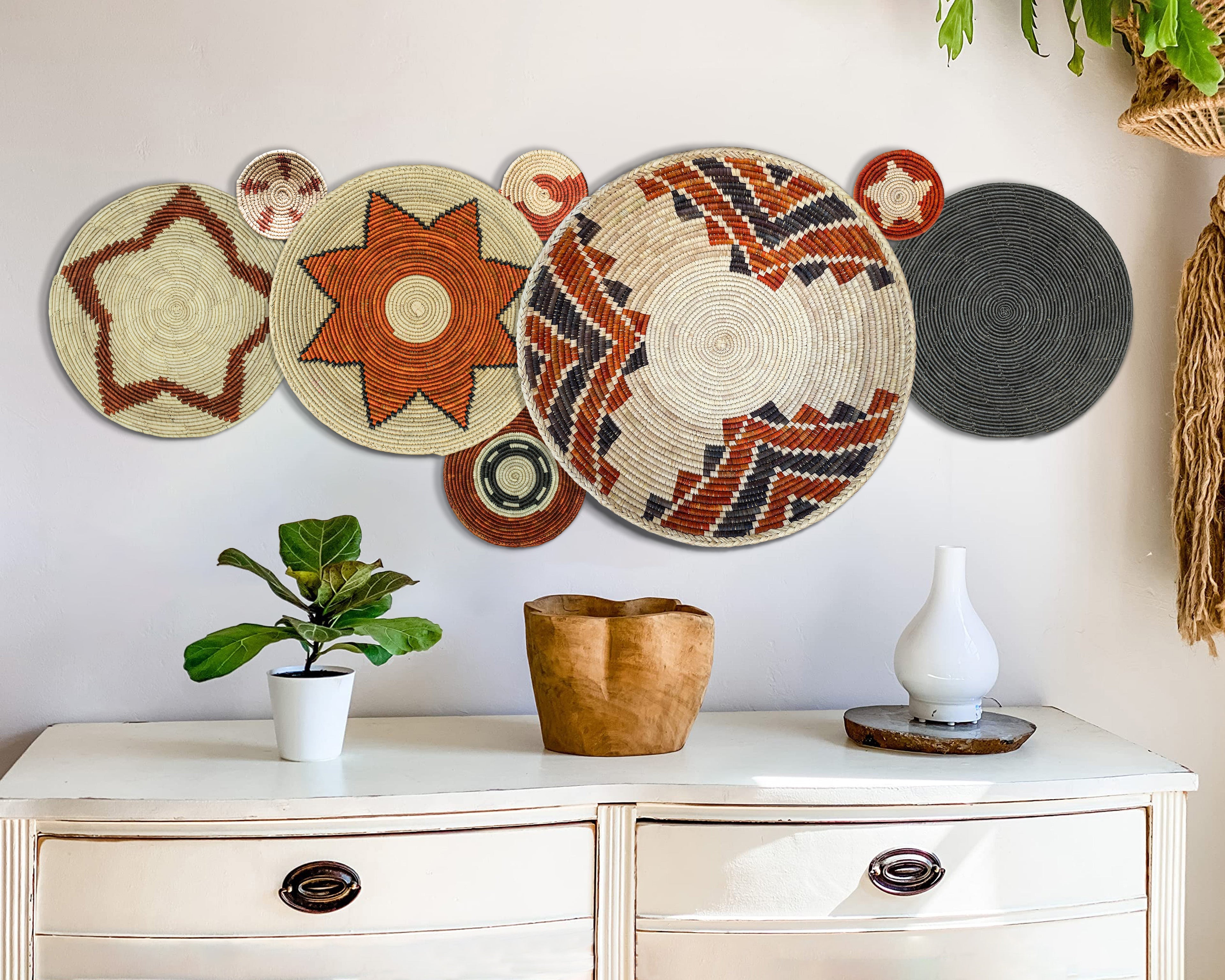 Set of 8 Handwoven wall baskets SET-326-8 N