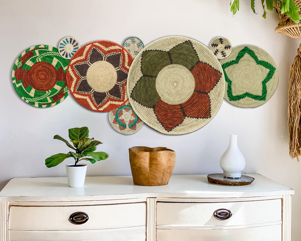 Set of 8 Handwoven wall baskets SET-329-8 N