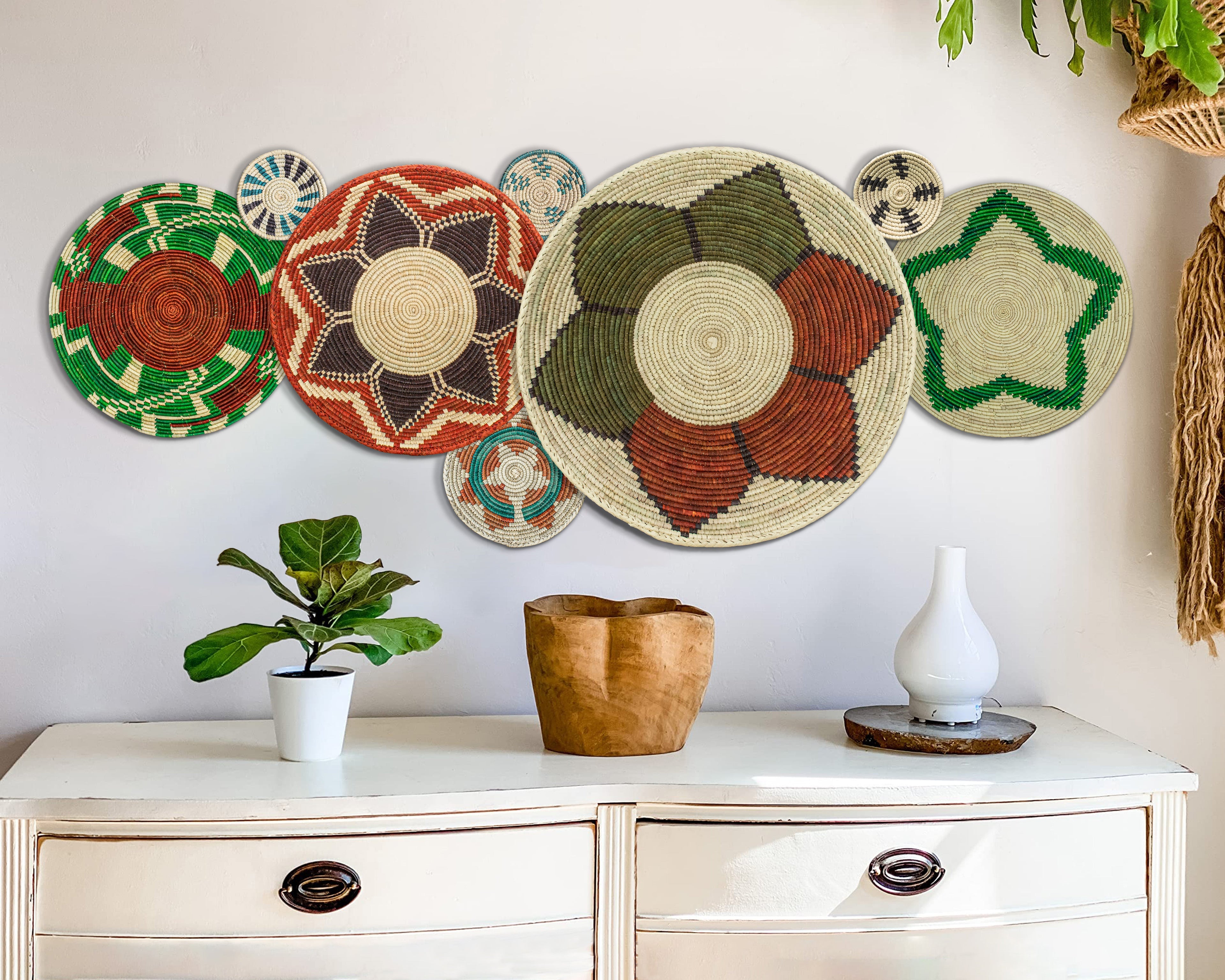 Set of 8 Handwoven wall baskets SET-329-8 N