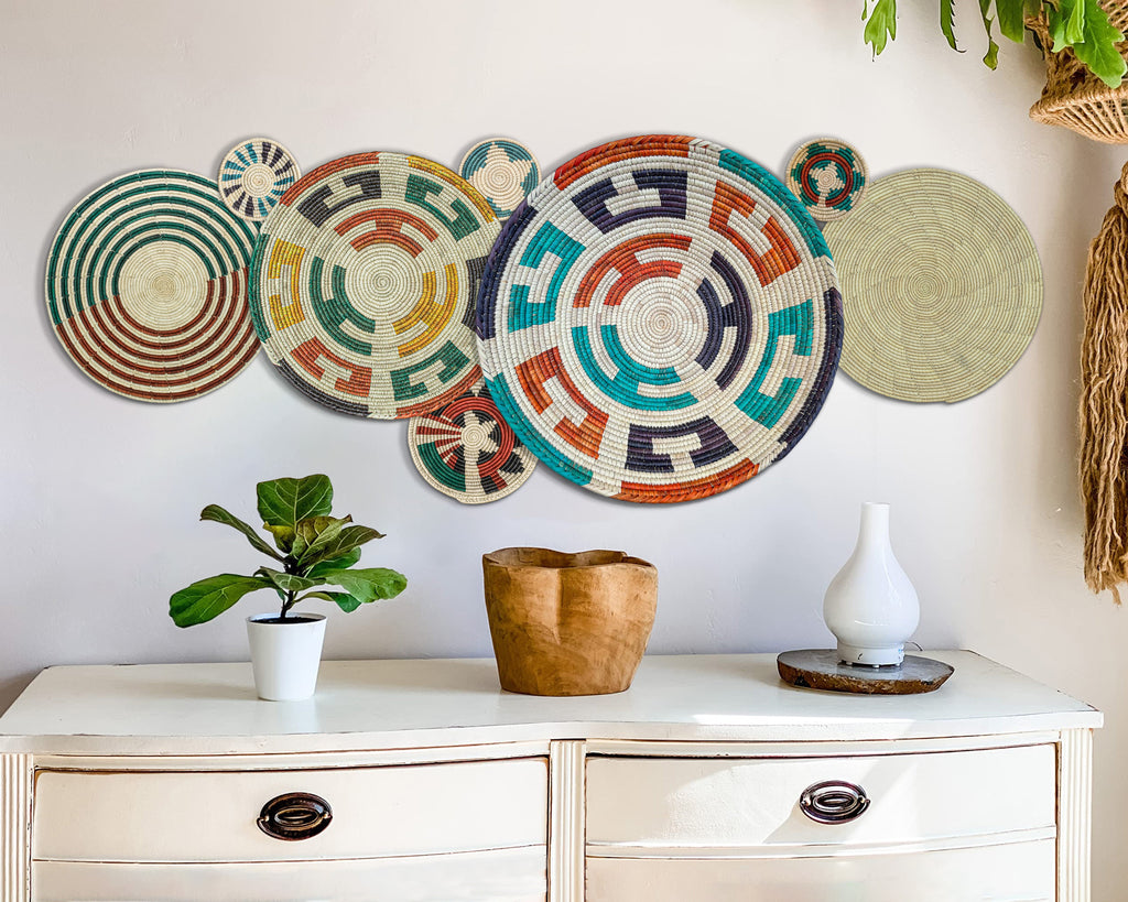 Set of 8 Handwoven wall baskets SET-328-8 N