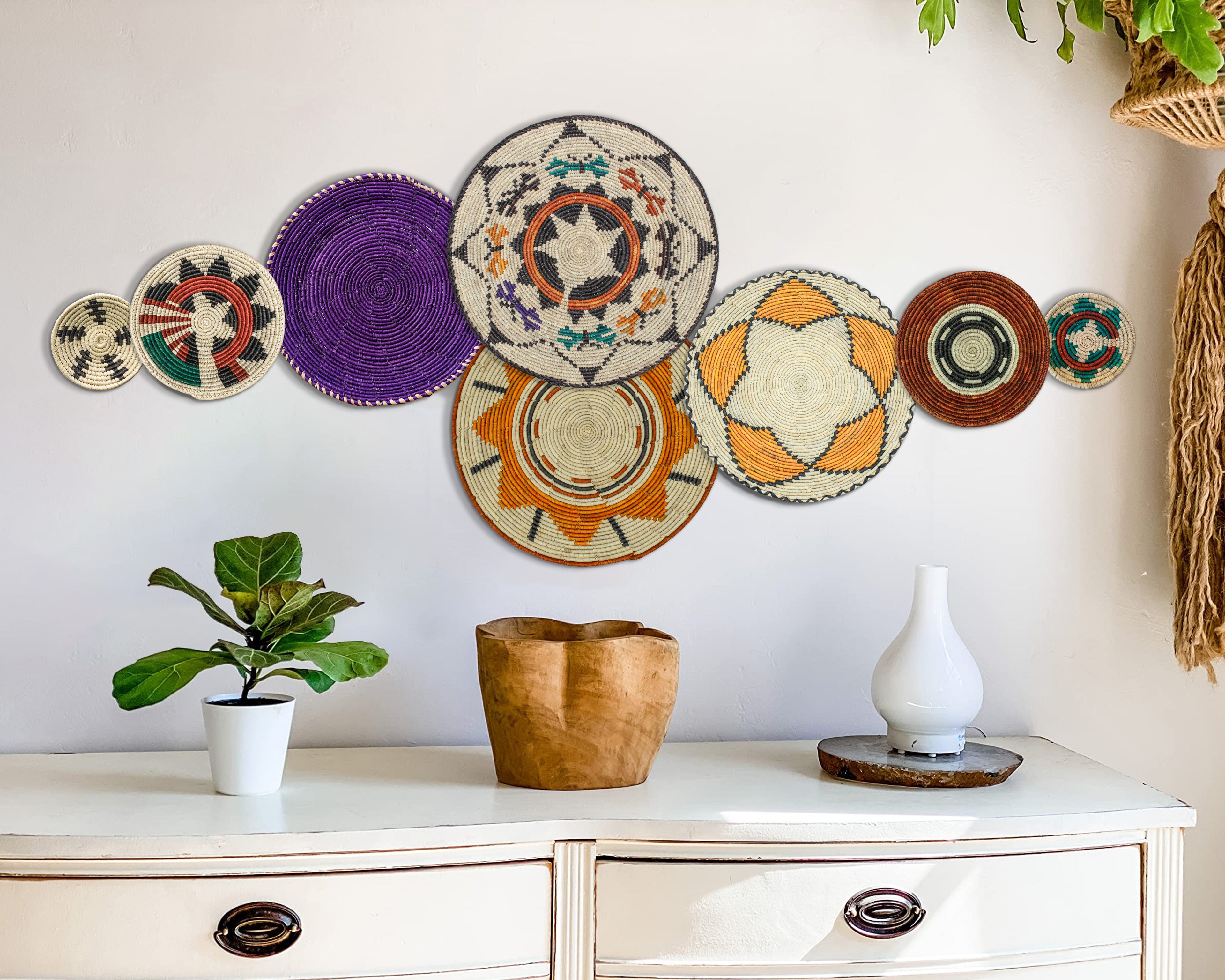 Set of 8 Handwoven wall baskets SET-244-8 N