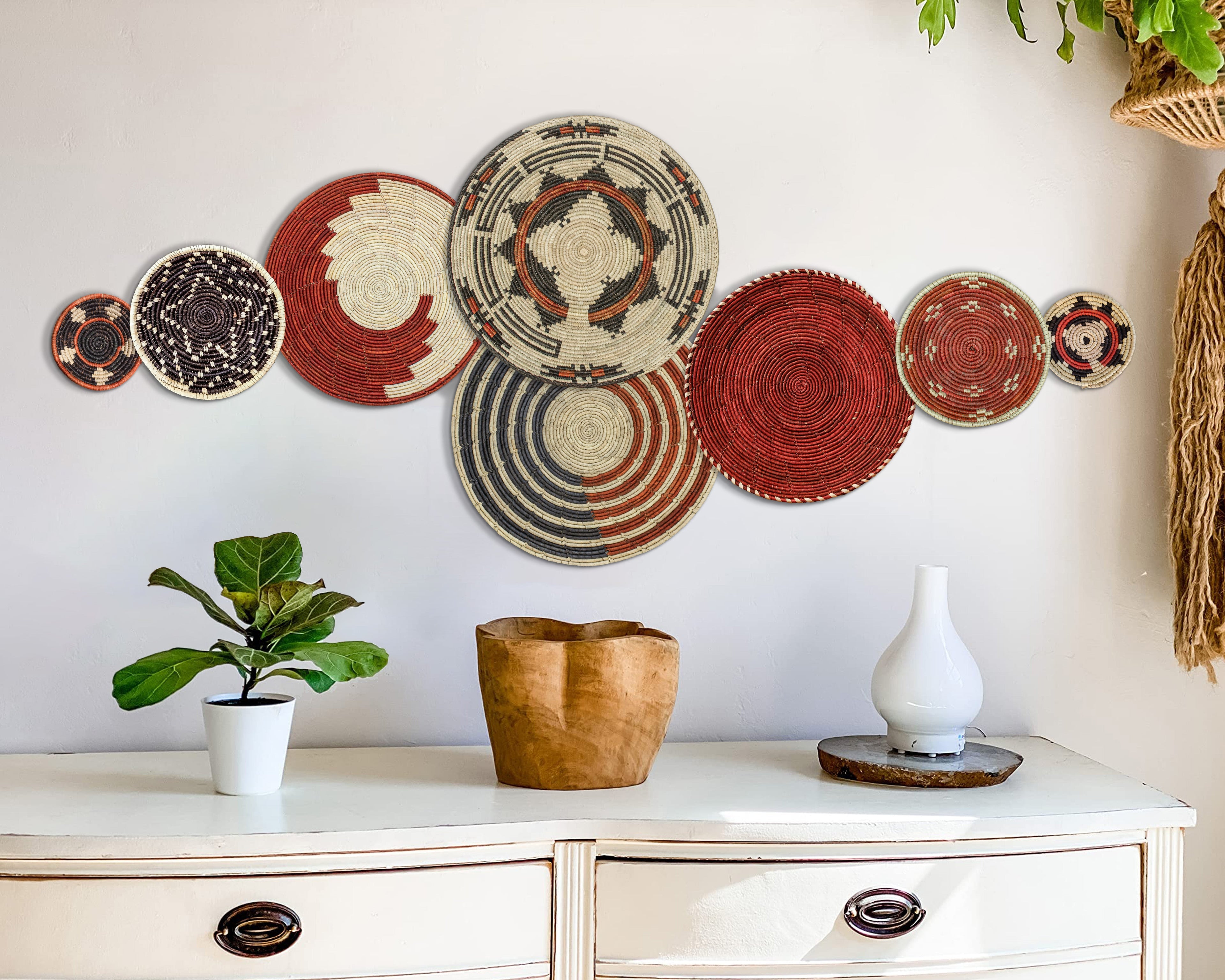 Set of 8 Handwoven wall baskets SET-241-8 N